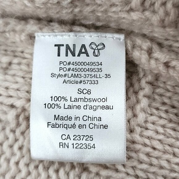 TNA Women's Knit Cream Taupe Lambs Wool Cowichan Zip Up Cardigan Pockets Size S - Picture 11 of 15